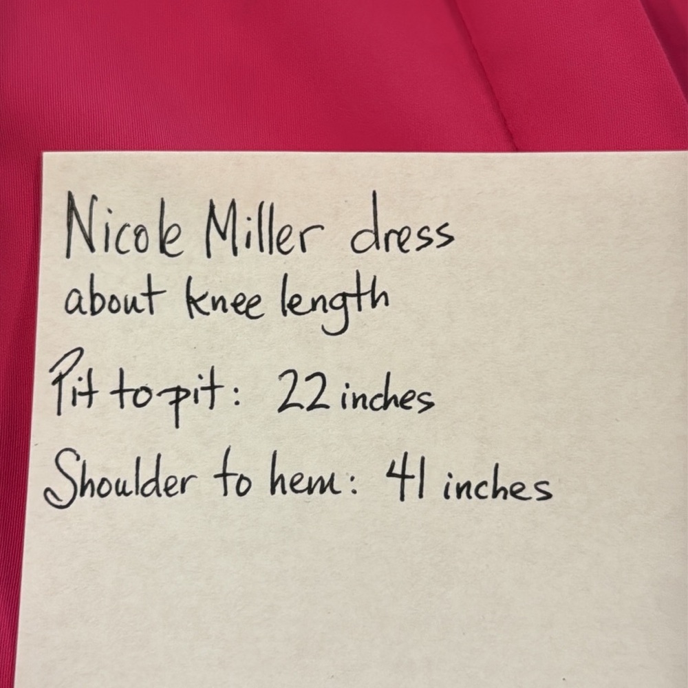 Nicole Miller (size 16) Audrey Knot Front Vibrant Pink Long Sleeve Dress - Picture 5 of 5